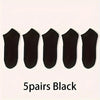 Five pairs of black comfort fit ankle socks laid out in a row.