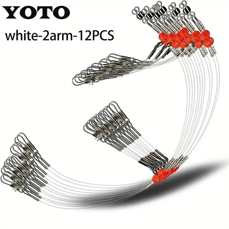 White two-arm fishing tackle rig with 12 pieces for saltwater fishing