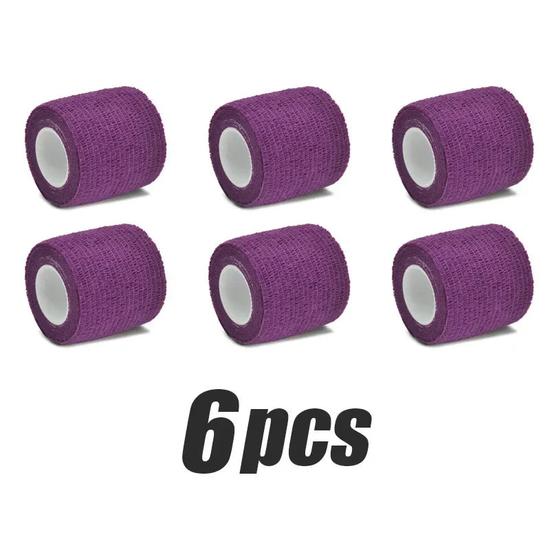 Six rolls of purple elastic tattoo grip tape for finger and wrist protection