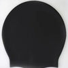 A smooth, black silicone swim cap designed for long hair.