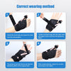 Instructions montrent comment mettre et ajuster correctement un bracelet noir pour le soutien des articulations.