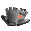 A pair of black fingerless gloves with textured and mesh panels for sports and outdoor activities