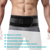 Person wearing a black adjustable support belt for the SI joint, highlighting comfort and stabilization.