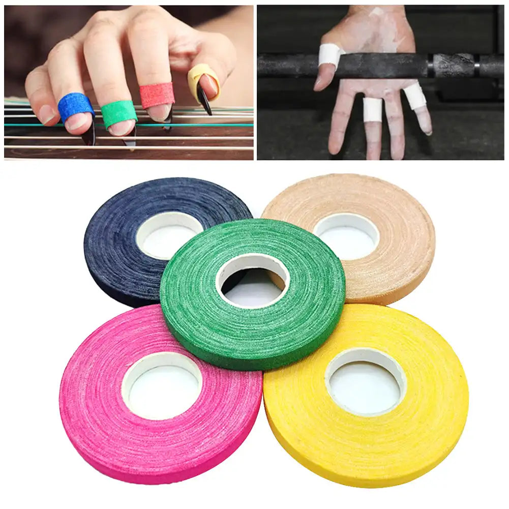 Mischung bunter wiederverwendbarer Baumwoll-Elastik-Fingerbänder in verschiedenen Farben wie blau, grün, pink und gelb.