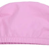 A pink waterproof swim cap for long hair protection shown from the side.