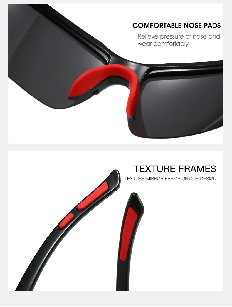 Polarized Half-Frame Sport Sunglasses with Anti-Glare Lenses