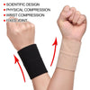 Une main portant une manchette de compression noire, démontrant la compression physique et le soutien articulaire fixe.