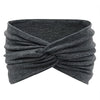 Gray knitted yoga headband with a folded design