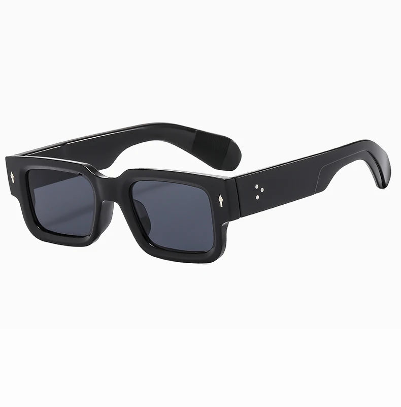 Black men's rivet anti-light sunglasses with thick frames and dark lenses