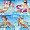 Four types of inflatable pool floats including a hammock, chair, drifter, and exercise saddle for swimming