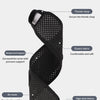 Black adjustable wrist support brace featuring a thumb clasp, elastic fabric, air mesh, and high stick Velcro for protection.