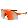Orange getönte Sport-Riding-Sonnenbrille mit schwarzen Rahmen und orangefarbenen Ohrhaken