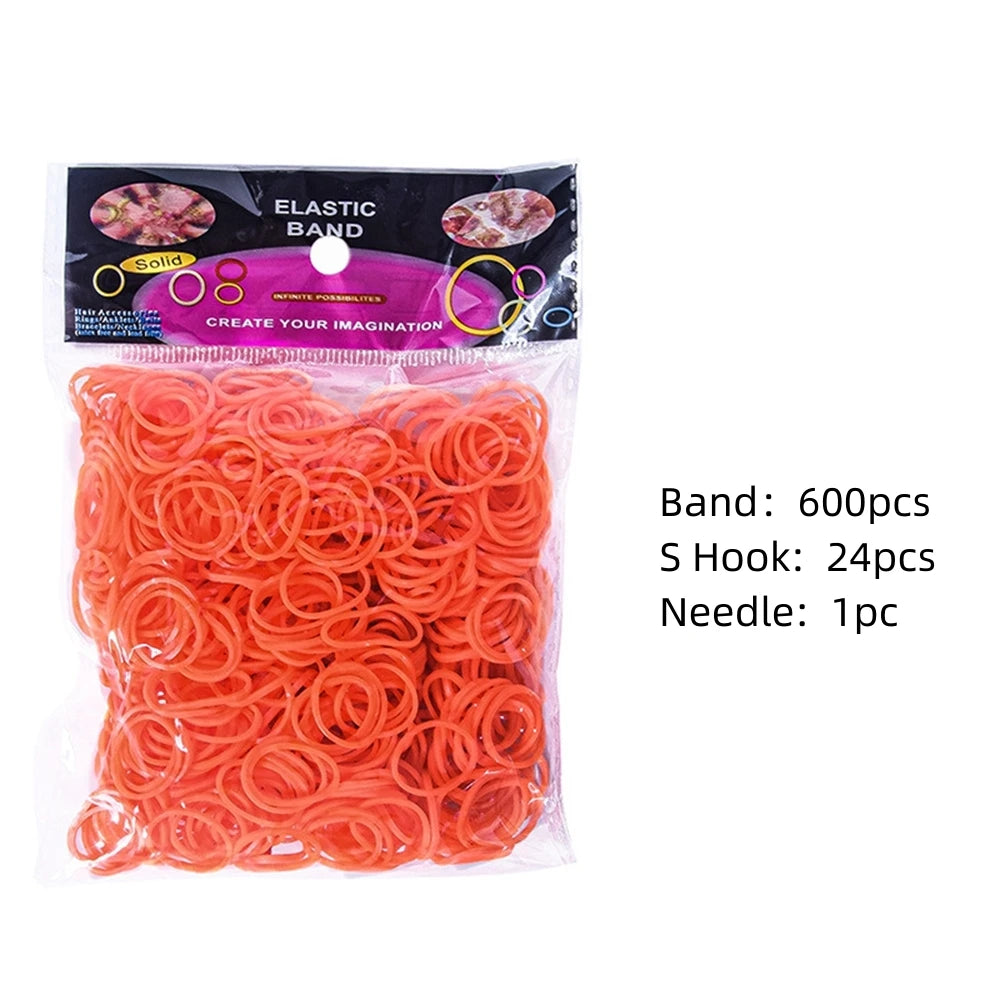 Paquete de 600 bandas elásticas, ganchos y aguja para hacer pulseras.