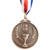A round bronze medal with the number 3 and laurel wreaths, suspended from a ribbon.