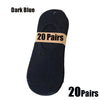 A single pair of dark blue breathable boat socks with a label indicating 20 pairs.