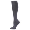 A full view of a pair of gray compression socks for veins and pregnancy.