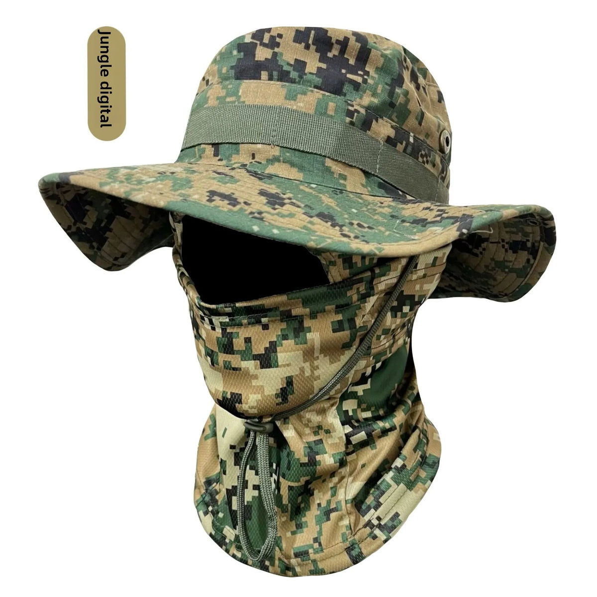 Camouflage Boonie Hat with Attached Face Mask