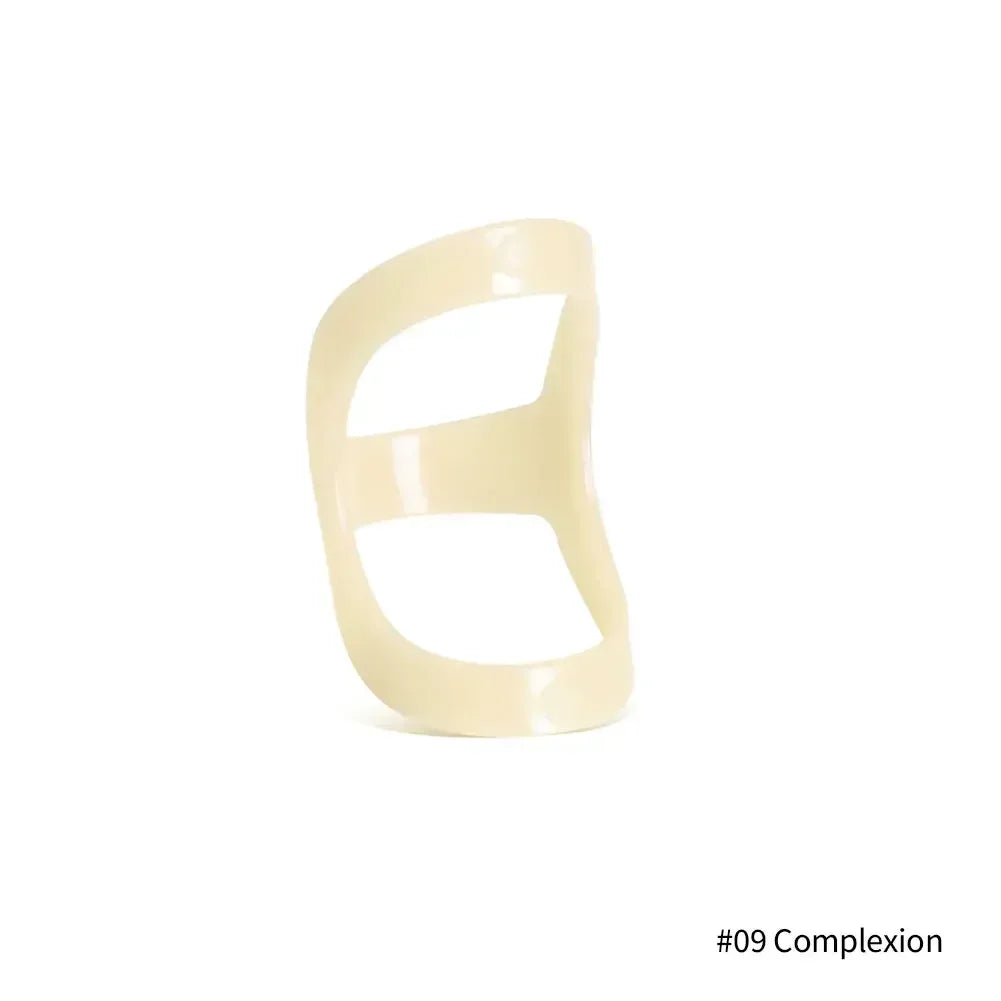 A beige ergonomic finger splint designed for joint support.