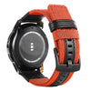 An orange nylon quick release watch band for a Samsung Gear S3 Frontier smartwatch.