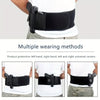 Ceinture tactique noire extérieure pour dissimulation, montrée dans plusieurs modes de port