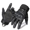 Black tactical PU leather cycling gloves shown in a close-up view