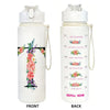 Front and back views of a white insulated straw tumbler featuring a motivational goal tracker design