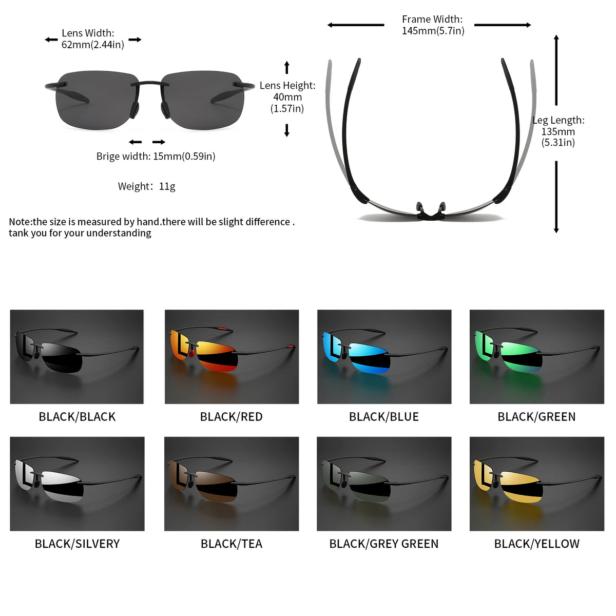 Ultra-Light TR90 Frameless Polarized Sunglasses