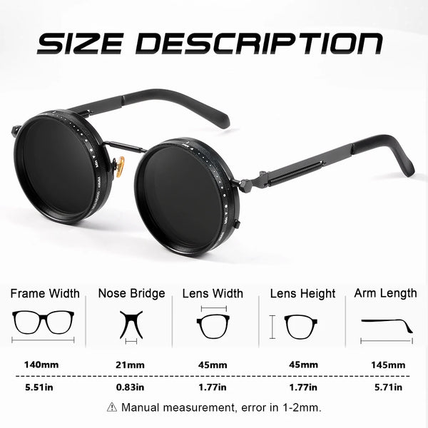 Black polarized sunglasses with adjustable dimming feature shown against a white background.
