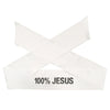 Bandeau en tissu blanc avec un motif de croix et l'inscription 100% JÉSUS