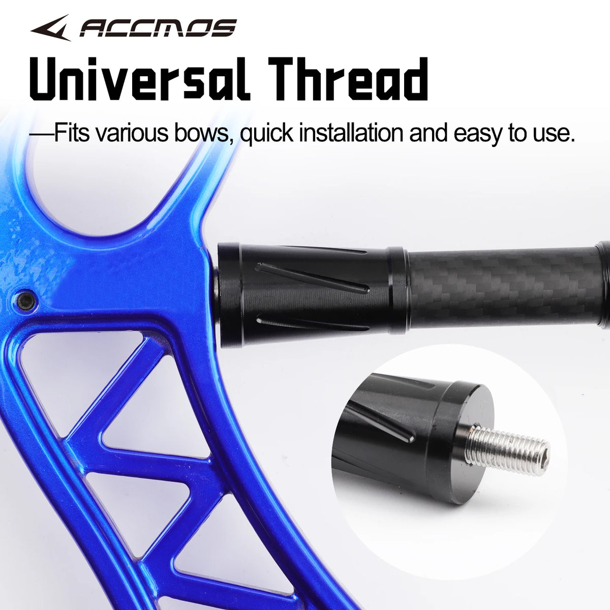 Nahaufnahme eines blauen universellen Fadens, der auf ein Schleifenstabilisator-Bauteil passt.