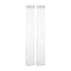 A pair of white opaque thigh high elastic socks for women.