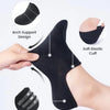Manchette élastique noire antidérapante avec support de voûte et silicone anti-dérapant appliquée à la cheville