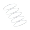 A set of five white multi-functional elastic sports headbands laid out in a circular pattern.