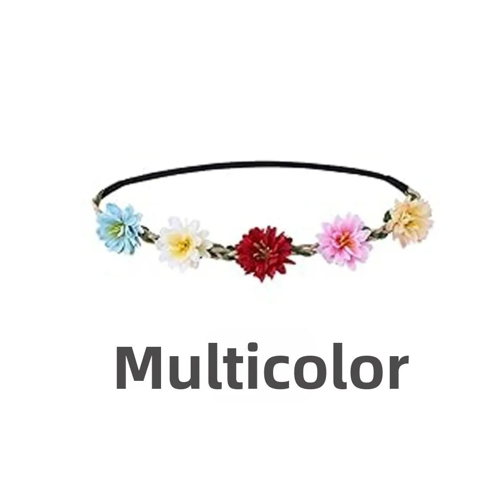 Multicolor floral rose wreath crown headpiece