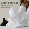 White light exercise towel bottom mesh ventilation socks shown on a foot and several pairs.