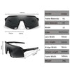 Black sports sunglasses with PC frames and lenses, shown from the front and side.
