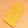 A bright yellow tactical knit balaclava beanie hat shown from the side.