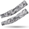 A pair of camouflage tactical arm sleeves displayed against a white background.