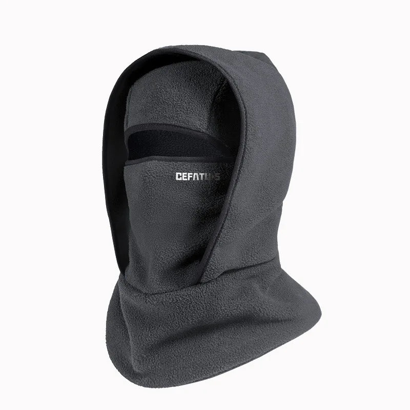 A dark gray double-layer winter beanie with a ribbed texture.
