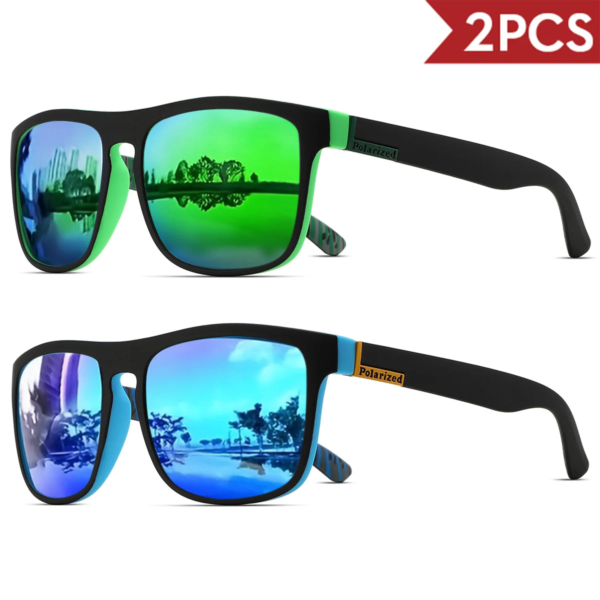 Classic Square Polarized Sunglasses - UV400 Protection for Driving, Fishing & Cycling