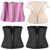 Trois versions de corsets de gainage sans couture pour le ventre en rose, beige et noir.