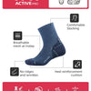Navy blue active-pro running socks featuring breathable mesh and heel reinforcement cushion.