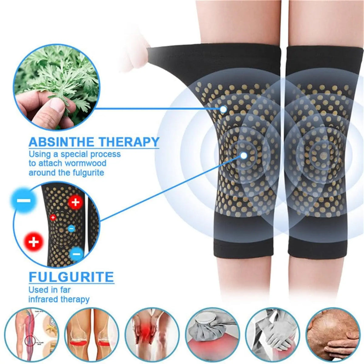 Mugwort Self-Heating Knee Brace for Pain Relief & Support