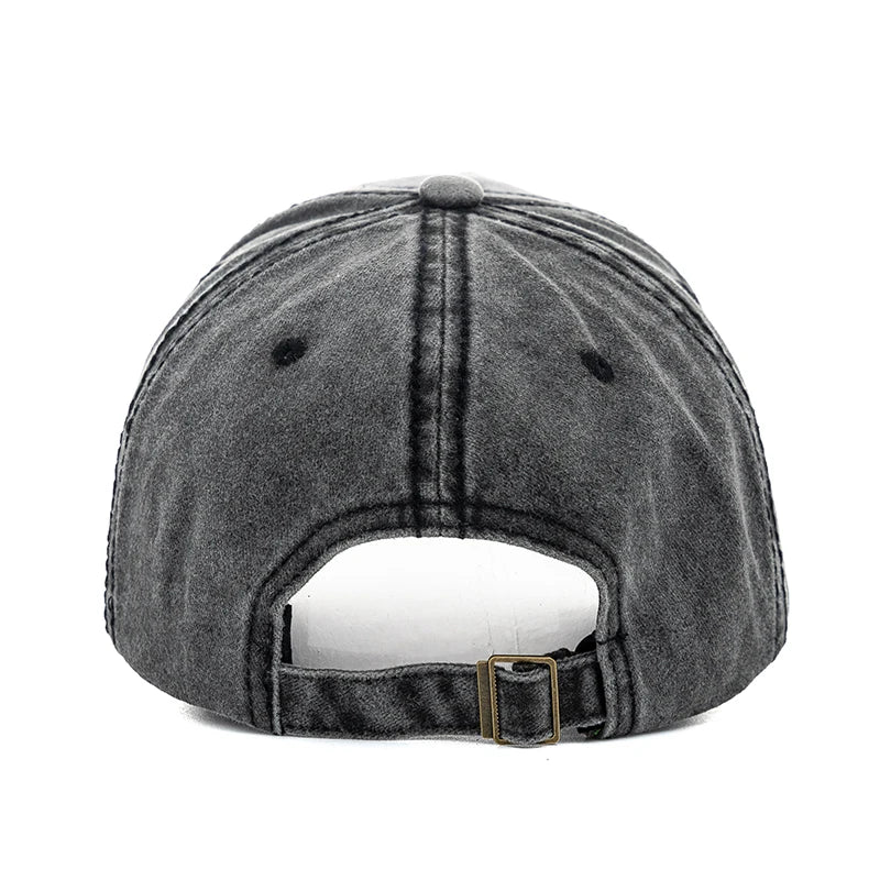 Vintage Washed Cotton Baseball Cap with Letter Embroidery