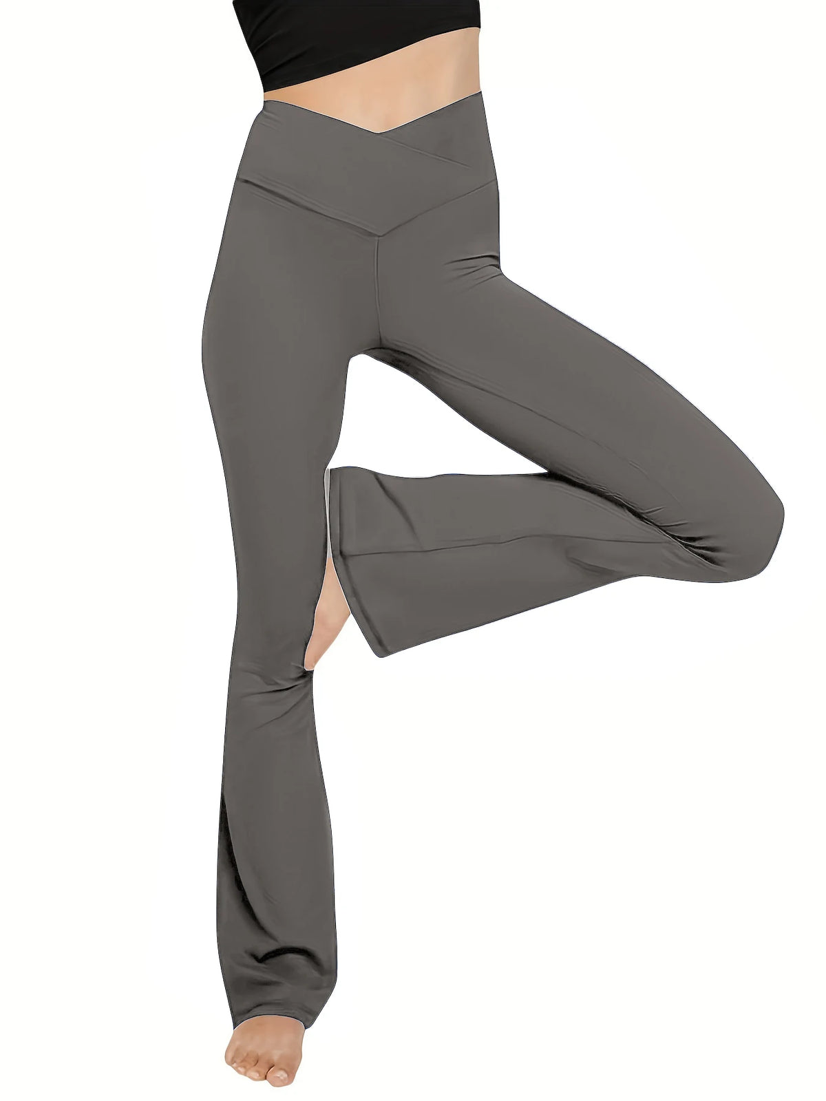 High-Waist Crossover Flare Yoga Leggings