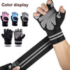 A hand wearing a black cycling glove with a patterned grip, shown on an arm.