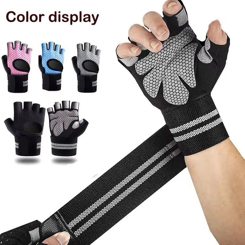 A hand wearing a black cycling glove with a patterned grip, shown on an arm.