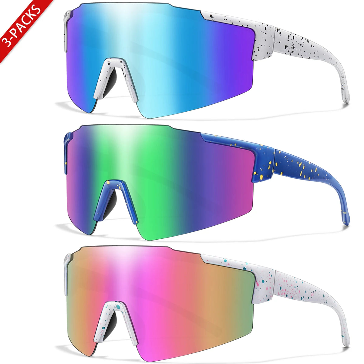 UV400 Polarized Sports Sunglasses (3-Pack)