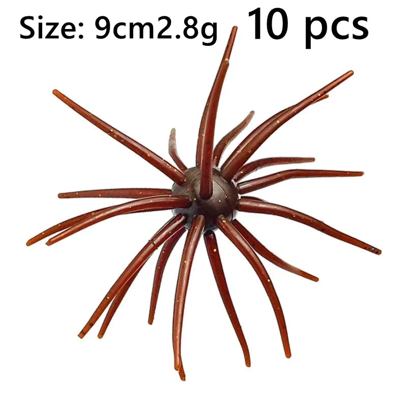 Realistic Sea Urchin Soft Fishing Lures - 10 Pack