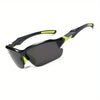 Black polarized sport sunglasses with neon yellow accents shown against a white background.